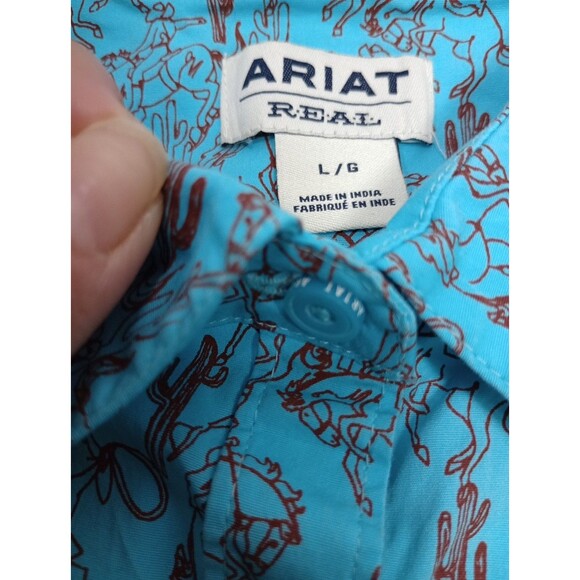 ARIAT REAL (WESTERN) FITTED BUTTON LONG SLEEVE SHIRT SIZE: LARGE - Picture 6 of 12